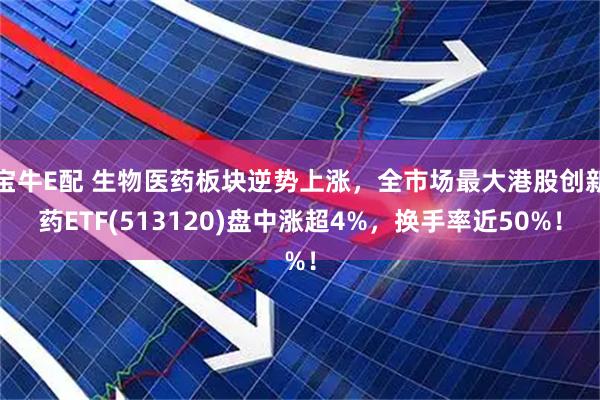 宝牛E配 生物医药板块逆势上涨，全市场最大港股创新药ETF(513120)盘中涨超4%，换手率近50%！